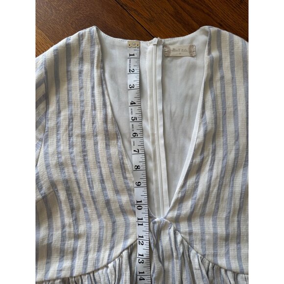 Altar’d State Top M Cropped Striped Long Sleeve Peplum Deep V-Neck Peasant - Picture 9 of 9